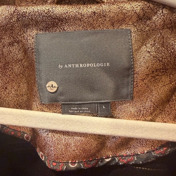 Anthropologie Metallic Rose Gold Leather Moto Jacket - Picture 4 of 4